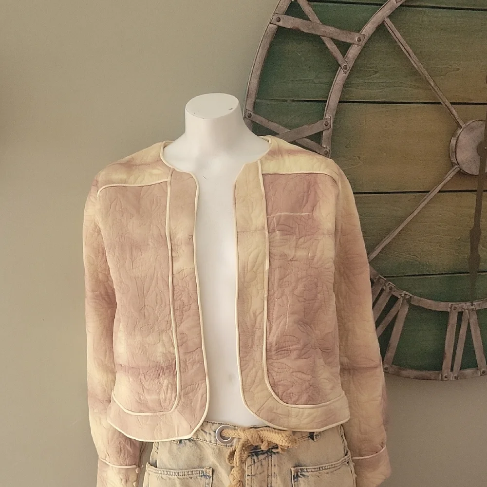 LLANI X Free People Quilted Open Front Bomber Jacket